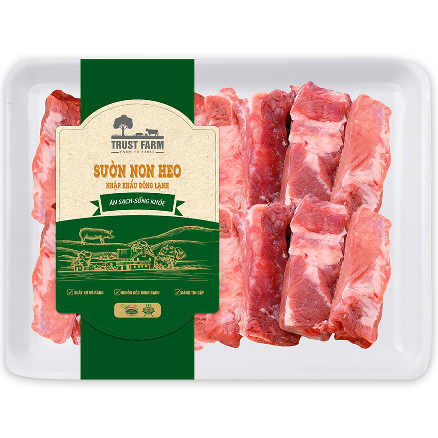 Sườn Non Heo Đông Lạnh Trust Farm Cắt Cọng 500g