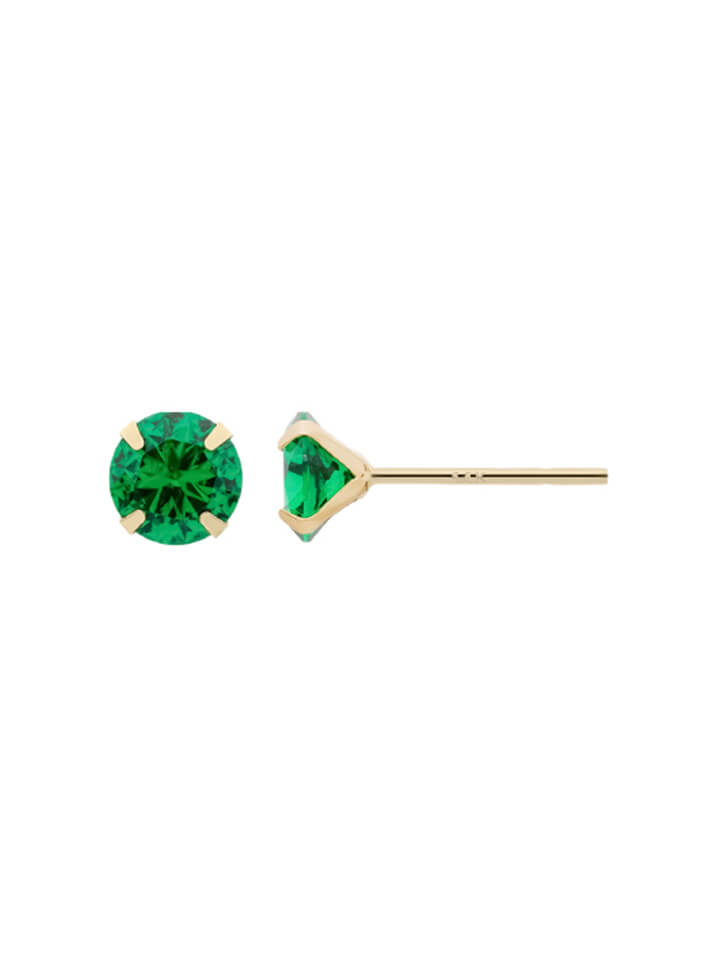 14K Gold Post Earrings Green - MOON Jewelry