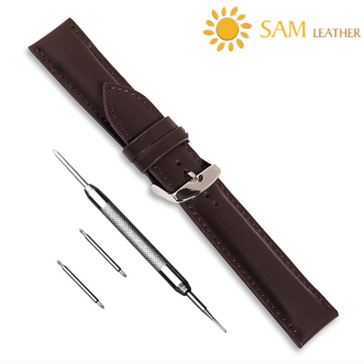 Dây Da Đồng Hồ Sam Leather Sam101Bw - Nâu - 19Mm