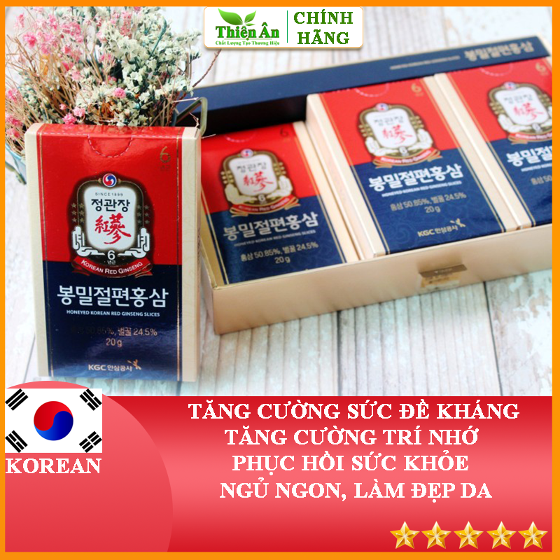 Hồng Sâm Cắt Lát Tẩm Mật Ong KGC 120g (6 gói x 20g)