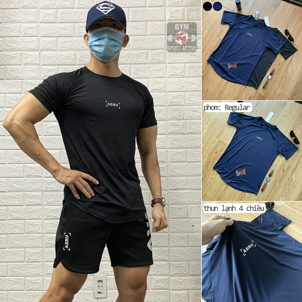 Áo thun nam thể thao áo thun tập gym nam t shirt ASRV thun lạnh 4 chiều phom ôm nhẹ tôn dáng trẻ trung