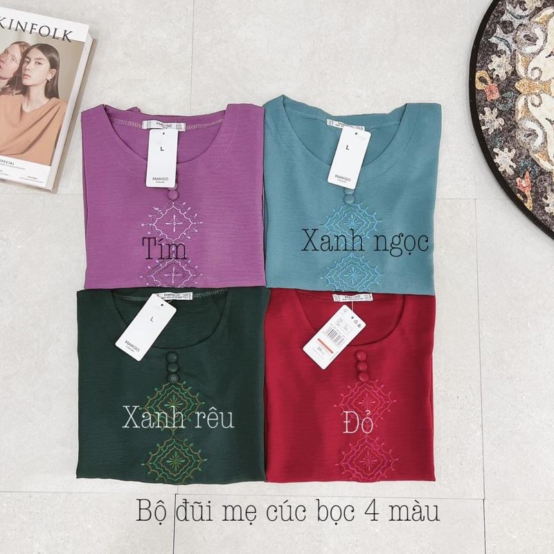 ️Đồ trung niên️Bộ đũi thêu cúc bọc cao cấp
