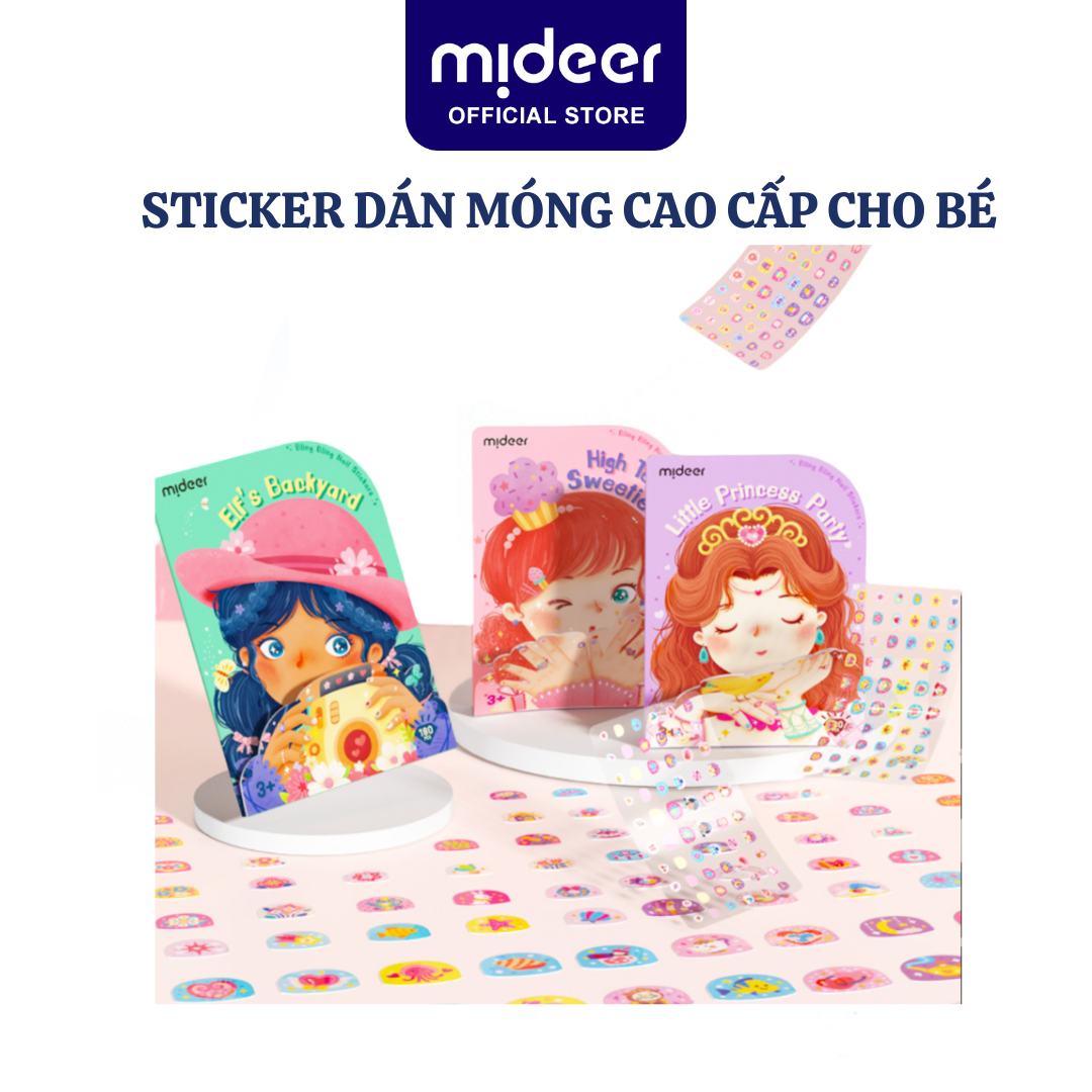 Sticker dán móng tay cho bé Mideer Nail stickers Mideer 2 mẫu miếng dán móng tay giả cho bé gái