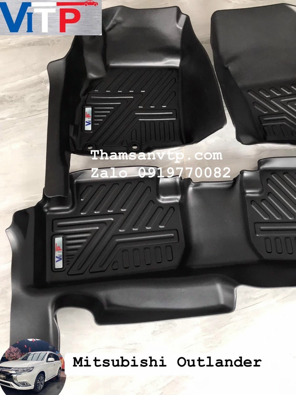 Thảm Sàn ViTP Nhựa Đúc Khuôn Mitsubishi OutLander Full tràn viền bậc cửa