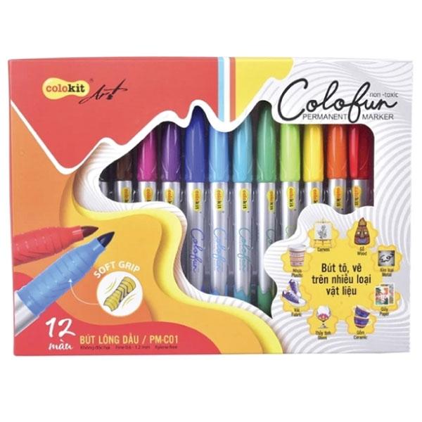 Hộp 12 Màu Bút Lông Dầu Colokit PM-C01 12 Màu