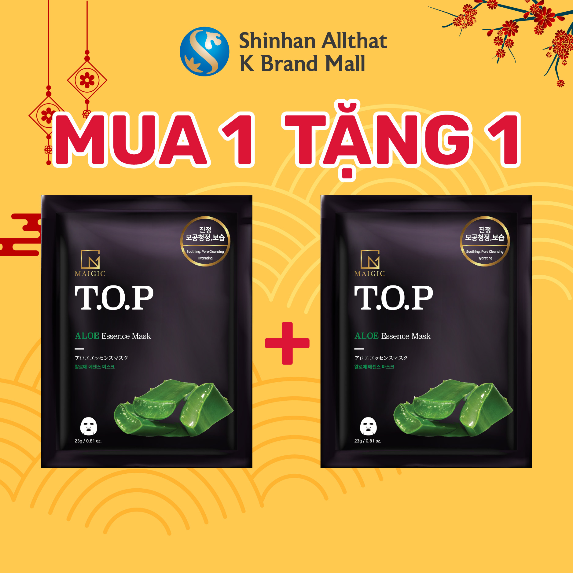 Mặt Nạ Giấy MAIGIC T.O.P Aloe Essence Mask Chiết Xuất Nha Đam 23g