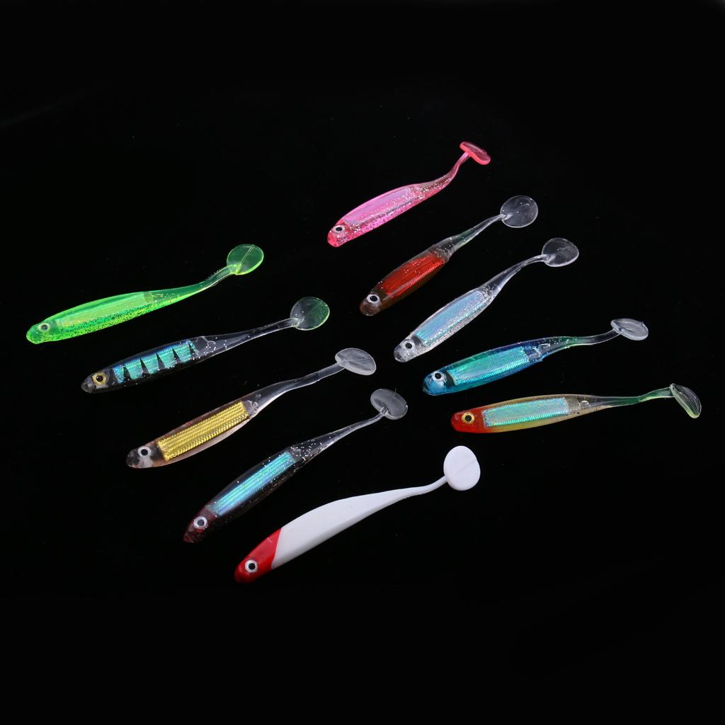 10Pcs/Bag T Tail Soft Baits Fishing Lures Kit Worms Lures Swimbait 10cm/5g