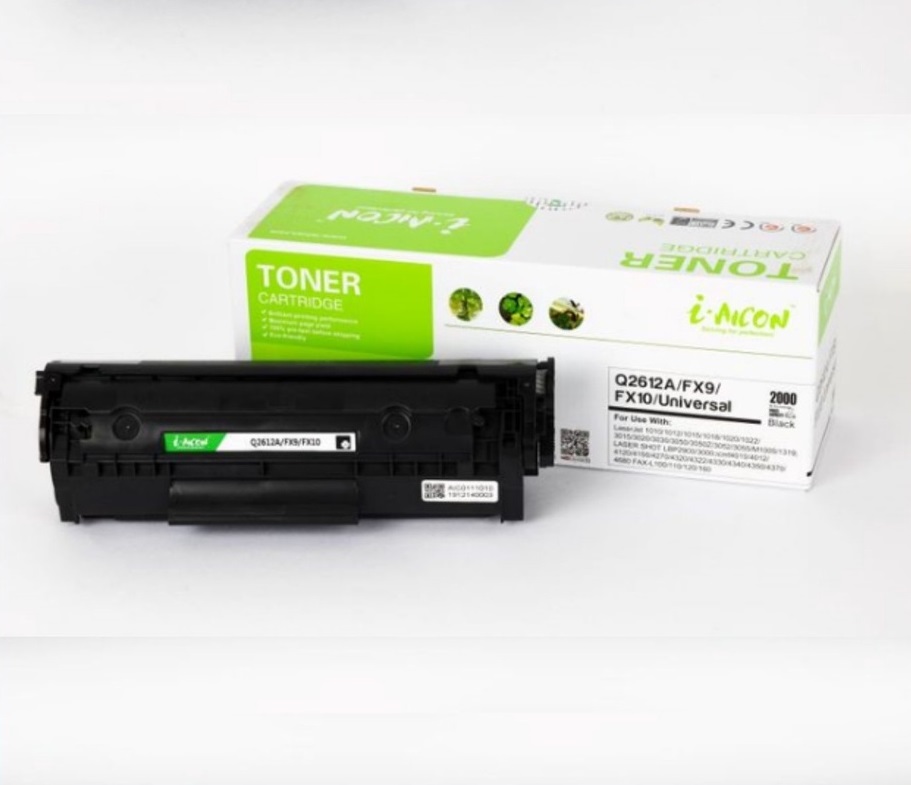 Hộp Mực In Cartridge i-AICON 12A Cho Máy In Canon LBP 2900 3000 HPQ2612A 1020 M1005 M1010 1018 Có Lỗ Nạp Mực - Hàng Chính Hãng
