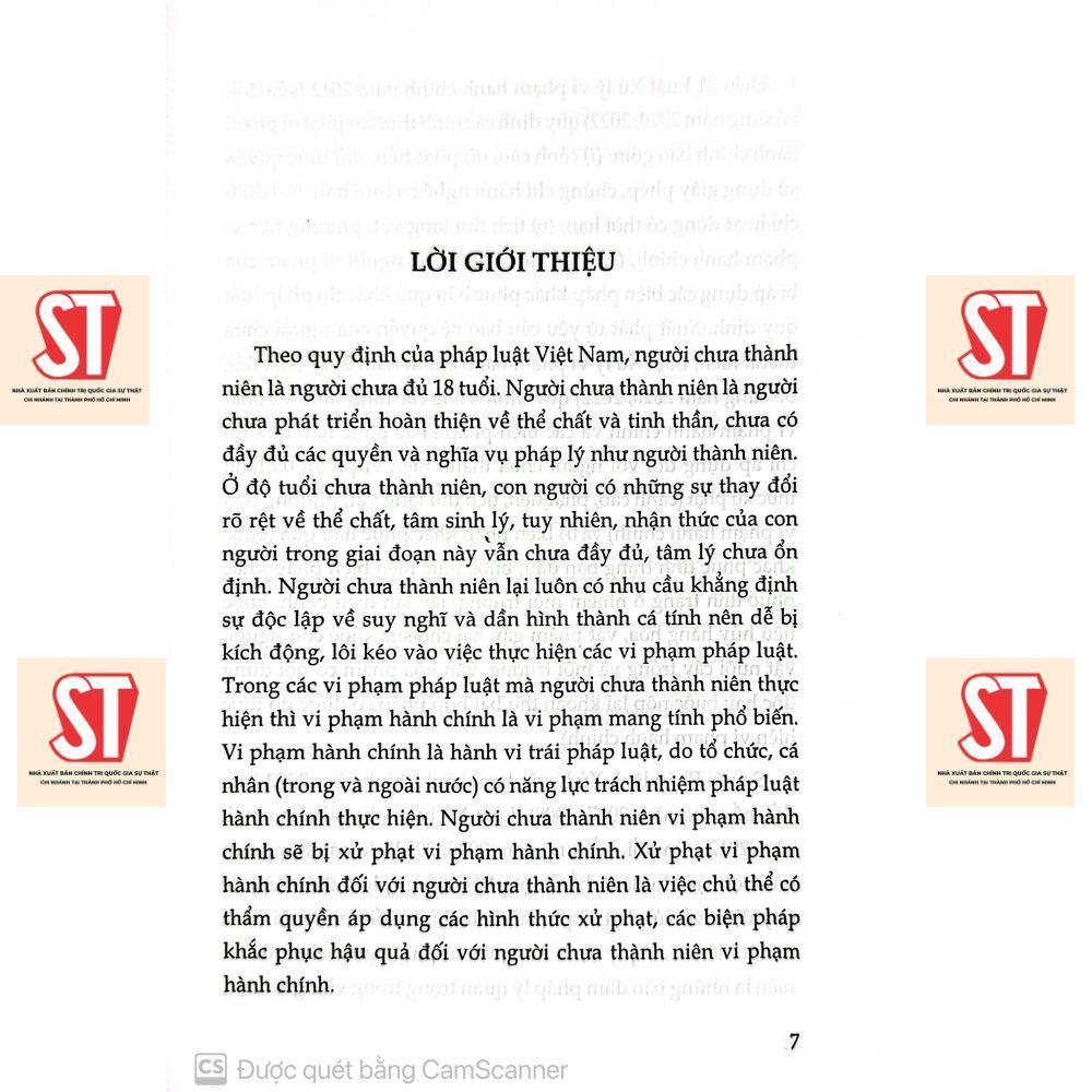 Sách - Xử Phạt Vi Phạm Hành Chính Đối Với Người Chưa Thành Niên - Thực Trạng Và Hướng Hoàn Thiện - NXB Chính Trị Quốc Gia