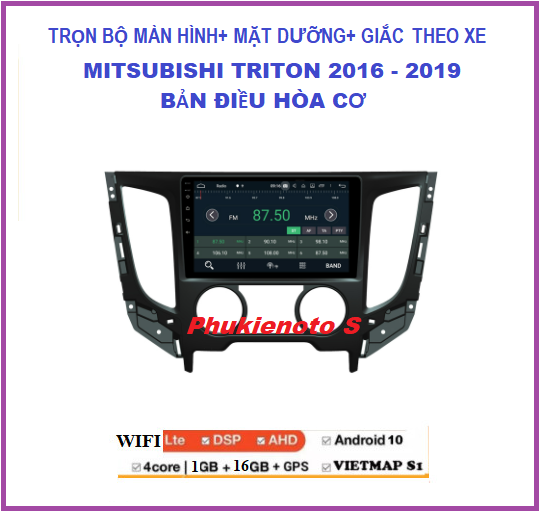 Bộ Màn hình ô tô dvd android 9 inch theo xe Mitsubishi Triton điều hòa cơ 2016-2019.