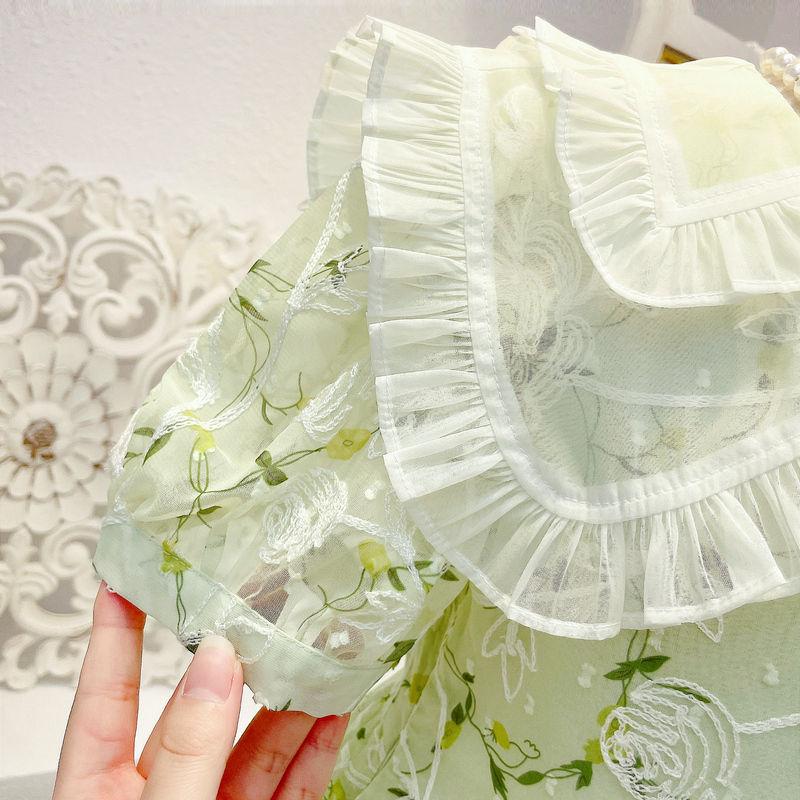 DONGSHOP HOT Cô gái mảnh hoa đầm 2022 mùa hè trẻ em công chúa váy cô gái tây váy đầm bé chiffon đầm