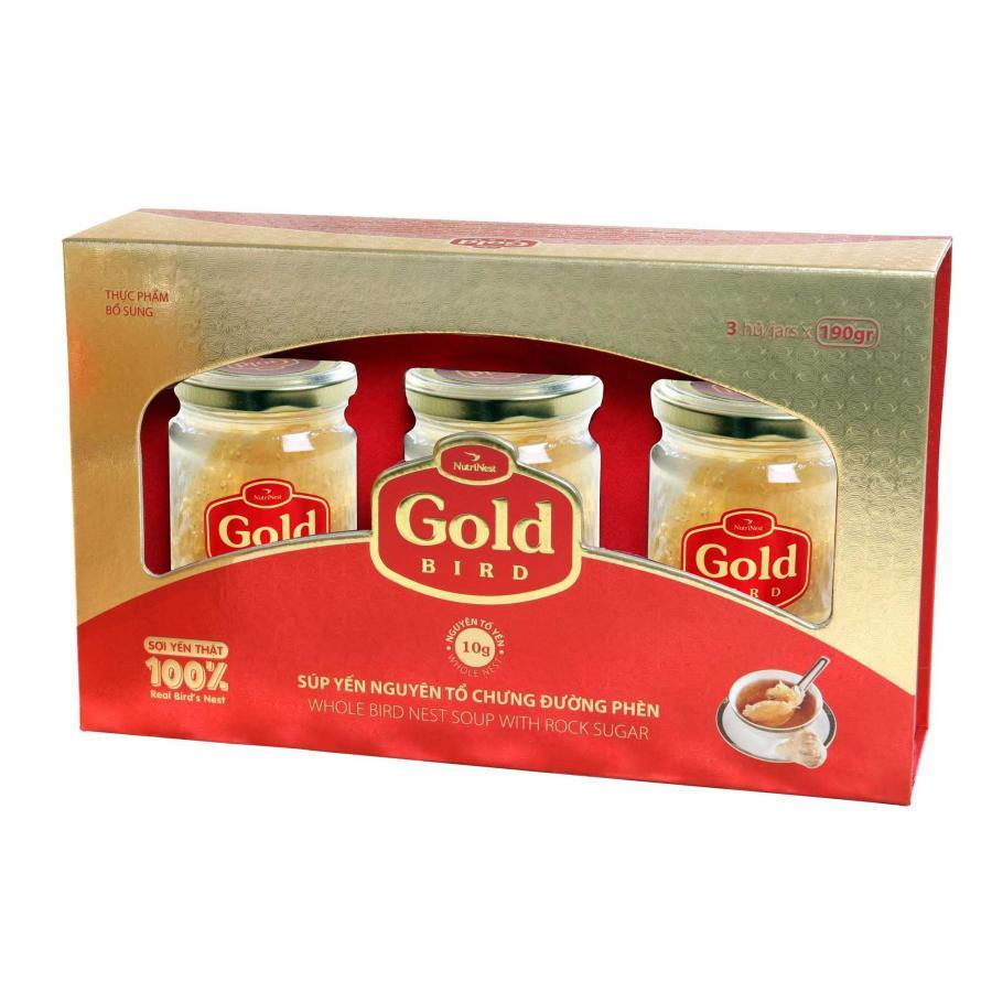 Hộp Quà Gold Bird - Nước Yến Sào Chưng Đường Phèn Nguyên Tổ 10g
