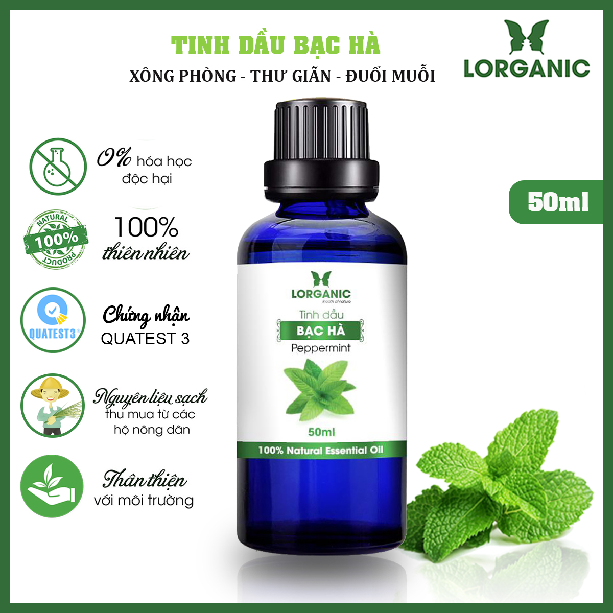 Tinh Dầu Bạc Hà Lorganic (50ml)