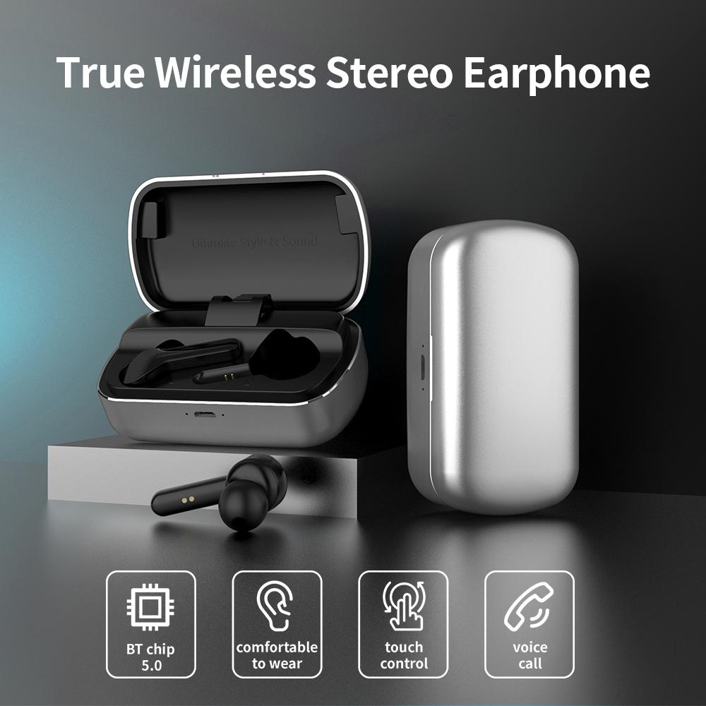 Tai nghe ZW-T17 không dây Âm thanh nổi bằng nhôm Tai nghe điều khiển cảm ứng cho Android / IOS