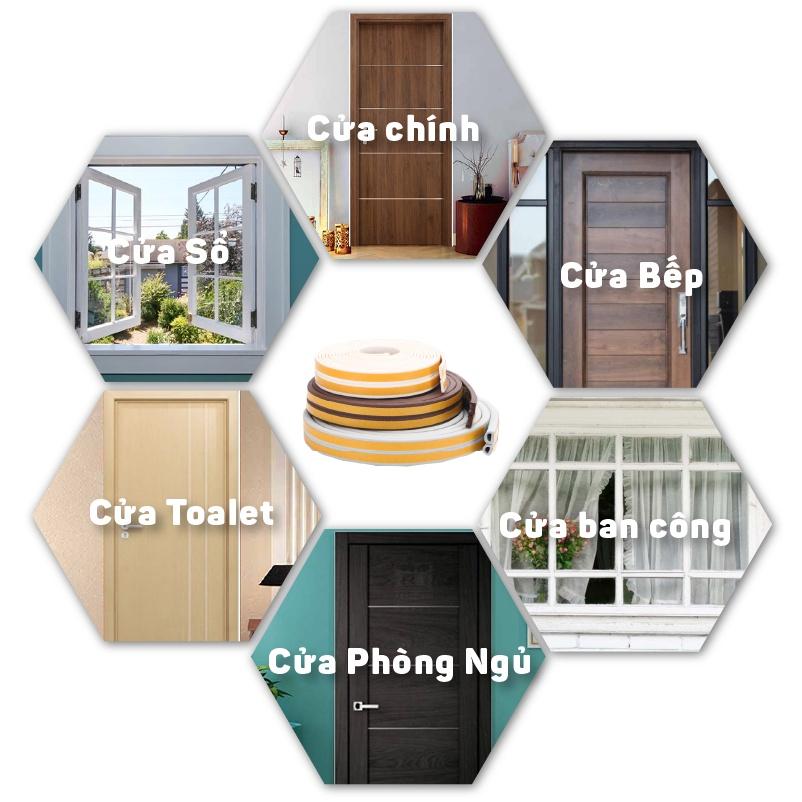 Ron dán khung cửa loại chữ D E I - Nẹp chắn khe hở cửa đi cửa ra vào chống va đập, chống ồn