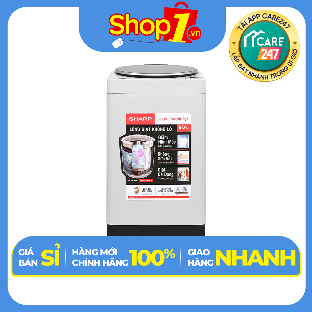 Máy giặt Sharp 9 kg ES-W90PV-H - Hàng chính hãng - Chỉ giao HCM