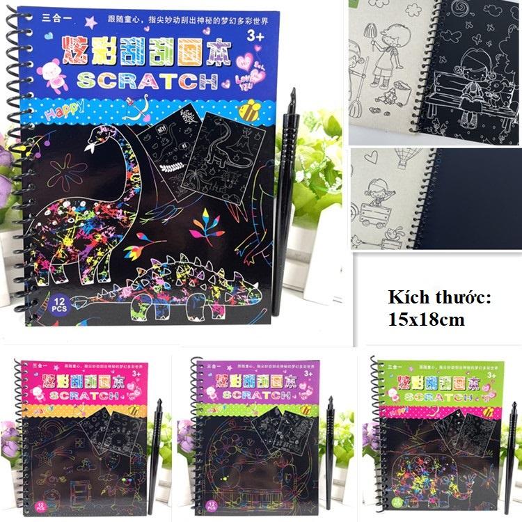 Đồ Chơi Trí Tuệ Sổ Vẽ Ma Thuật Cầu Vồng Scratch Note - Sổ Cào Vẽ Sắc Màu Sáng Tạo