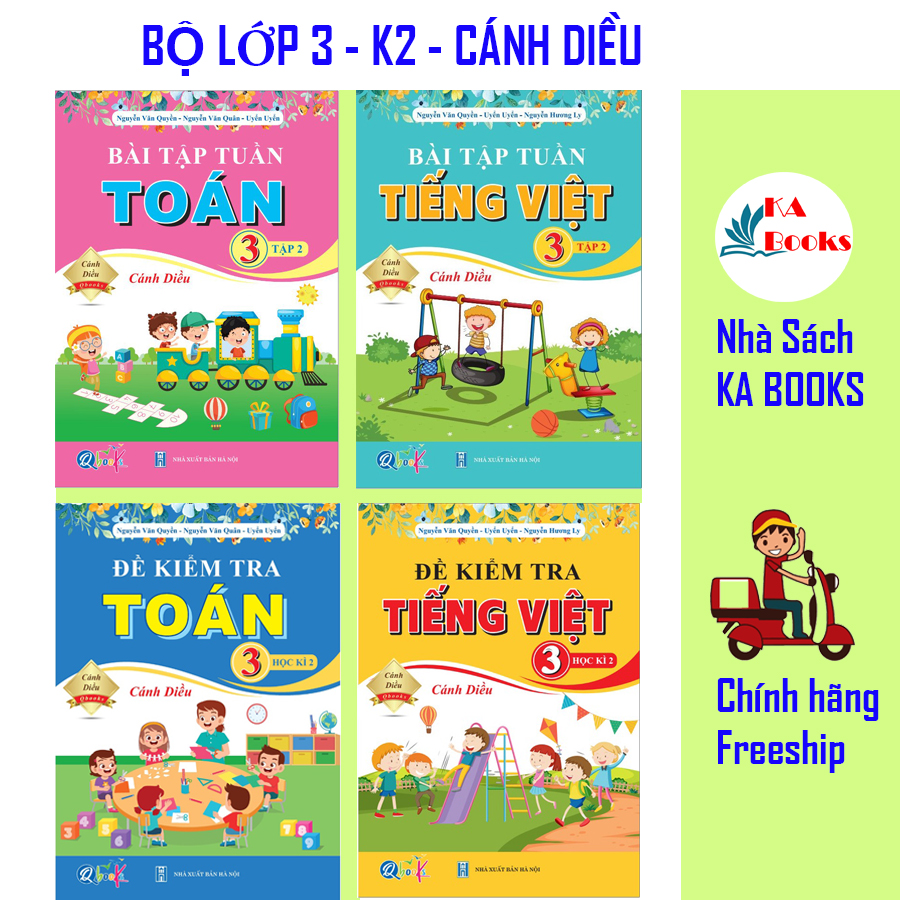 Combo Bài Tập Tuần và Đề Kiểm Tra Toán và Tiếng Việt lớp 3 - Cánh diều - Kì 2 (4 cuốn)