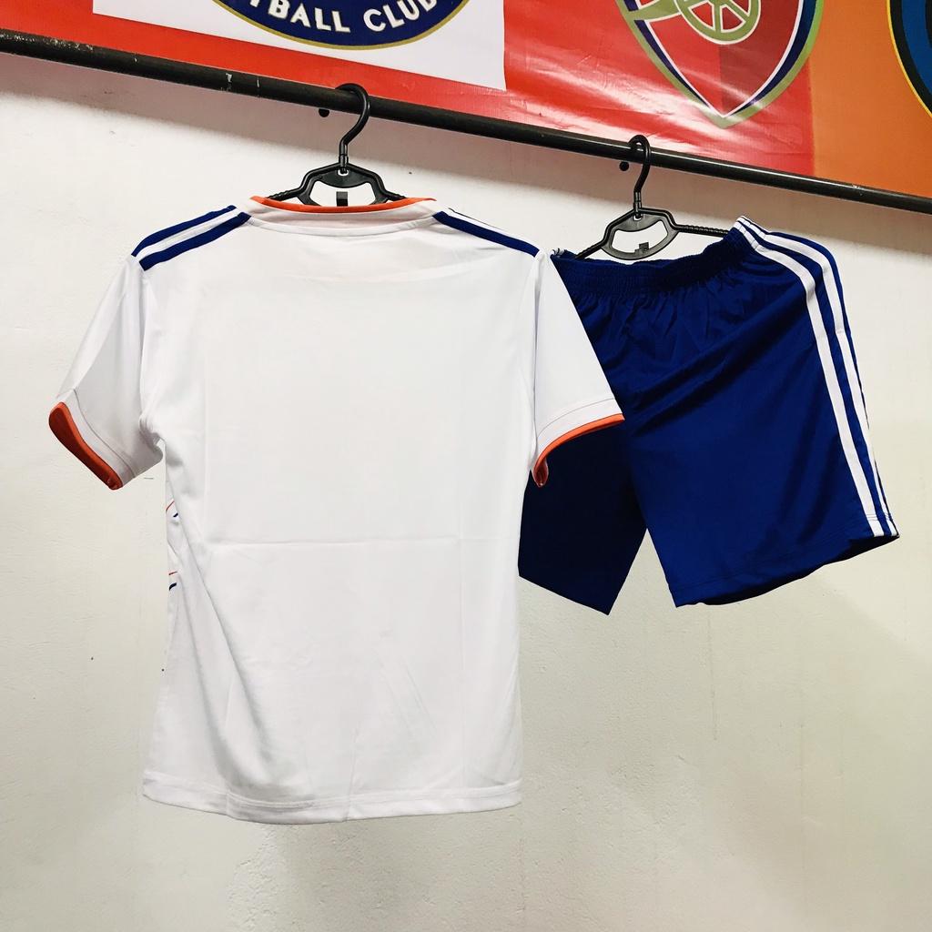 Bộ bóng đá thun thái CLB Real Madrid Trắng trẻ em Size 15