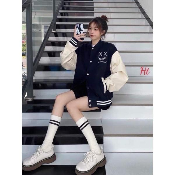 Áo bomber nỉ phối mặt quỷ H26