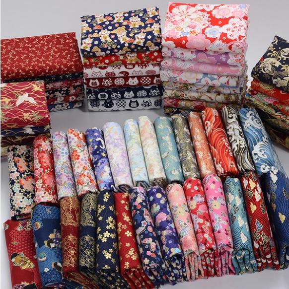 Vải thô họa tiết Nhật Bản may đầm, áo dài, túi ví handmade