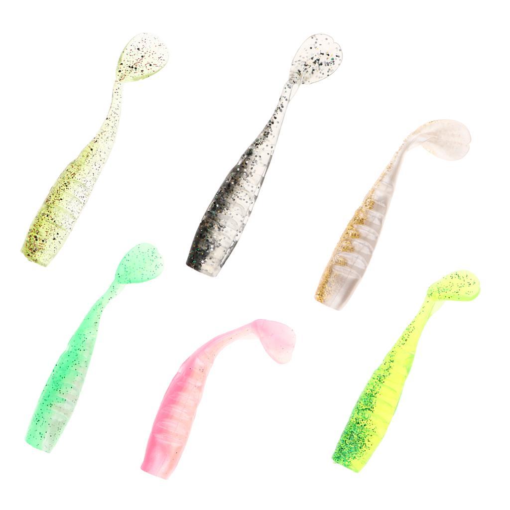 5x Artificial T Tail Crankbait Soft Jig Fish Baits Swimbait Hook Tackle for Saltwater Freshwater Bass Trout Walleye