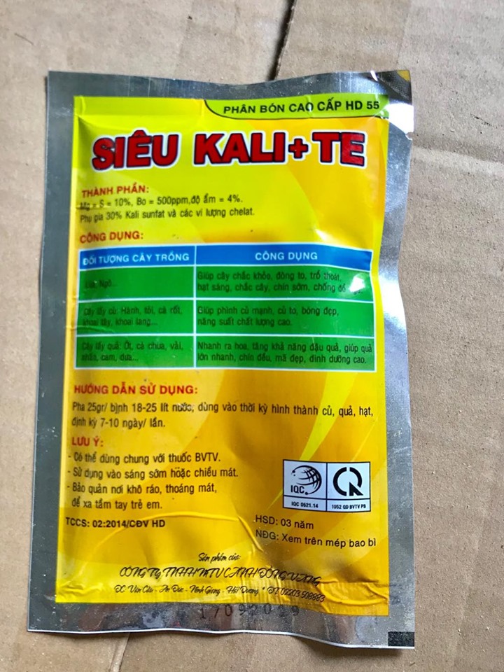 Phân bón cao cấp siêu Kali + TE