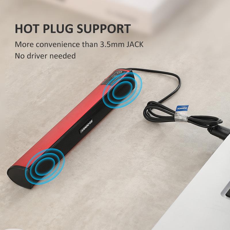 Loa máy tính xách tay USB có dây với hộp âm thanh subwwofer cho máy tính steoreo lounderspeaker trình điều khiển miễn phí Kênh kép màu: màu đen