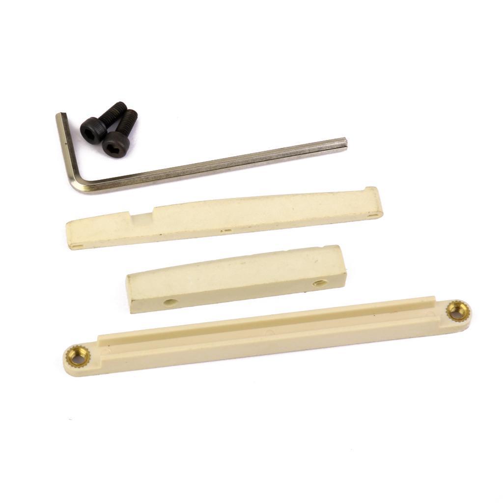 1 Set Of Bridge Saddle And Slotted Nut For 6 String Acoustic Guitar