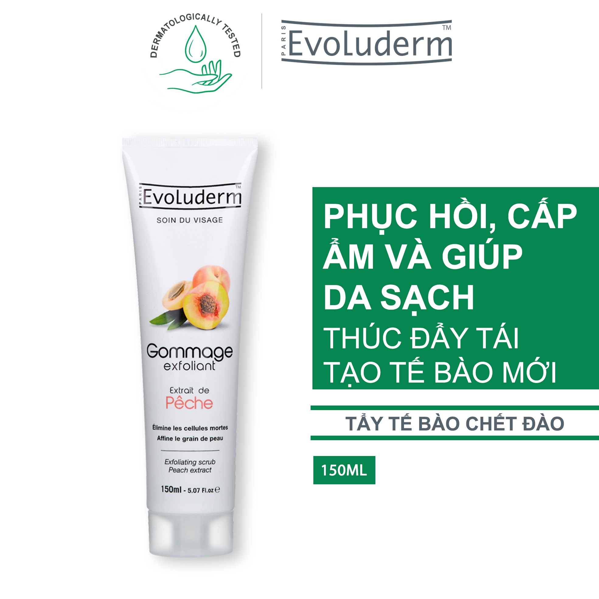 Kem tẩy tế bào chết da mặt tinh chất đào Evoluderm 150ml - 3020