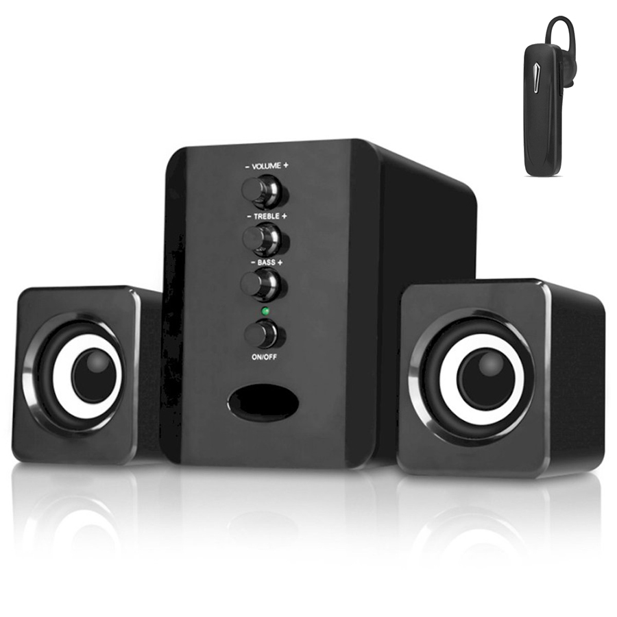 Bộ Loa Máy Tính Để Bàn Âm Thanh Trầm D-202 Tặng Tai Nghe Bluetooth Nhét Tai