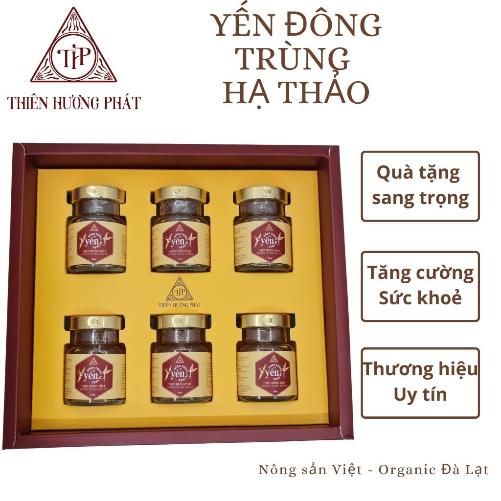 Nước Yến sào Đông Trùng Hạ Thảo (6 hũ x 70 ml) - Thiên Hương Phát Đà Lạt - Quà tặng cao cấp