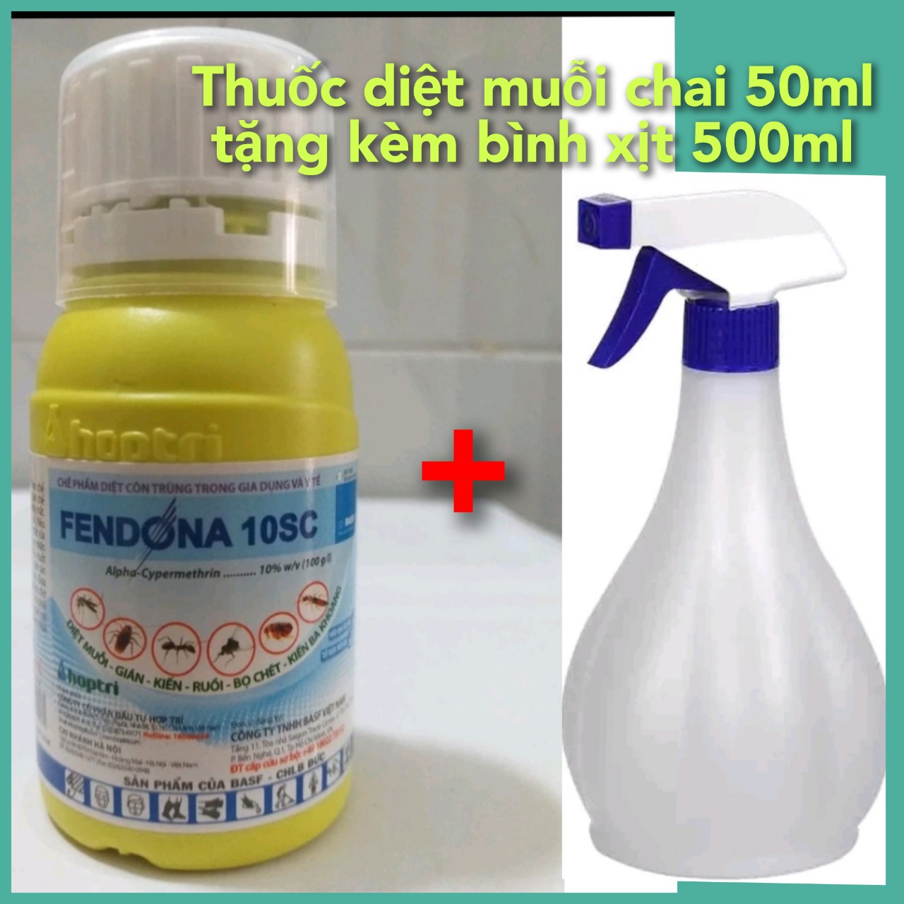 Thuốc diệt muỗi, gián, kiến, ruồi, bọ chét, kiến ba khoang Fendona 10SC CHAI 50 ml -KHÔNG MÙI AN TOÀN- TẶNG KÈM BÌNH XỊT 500ML
