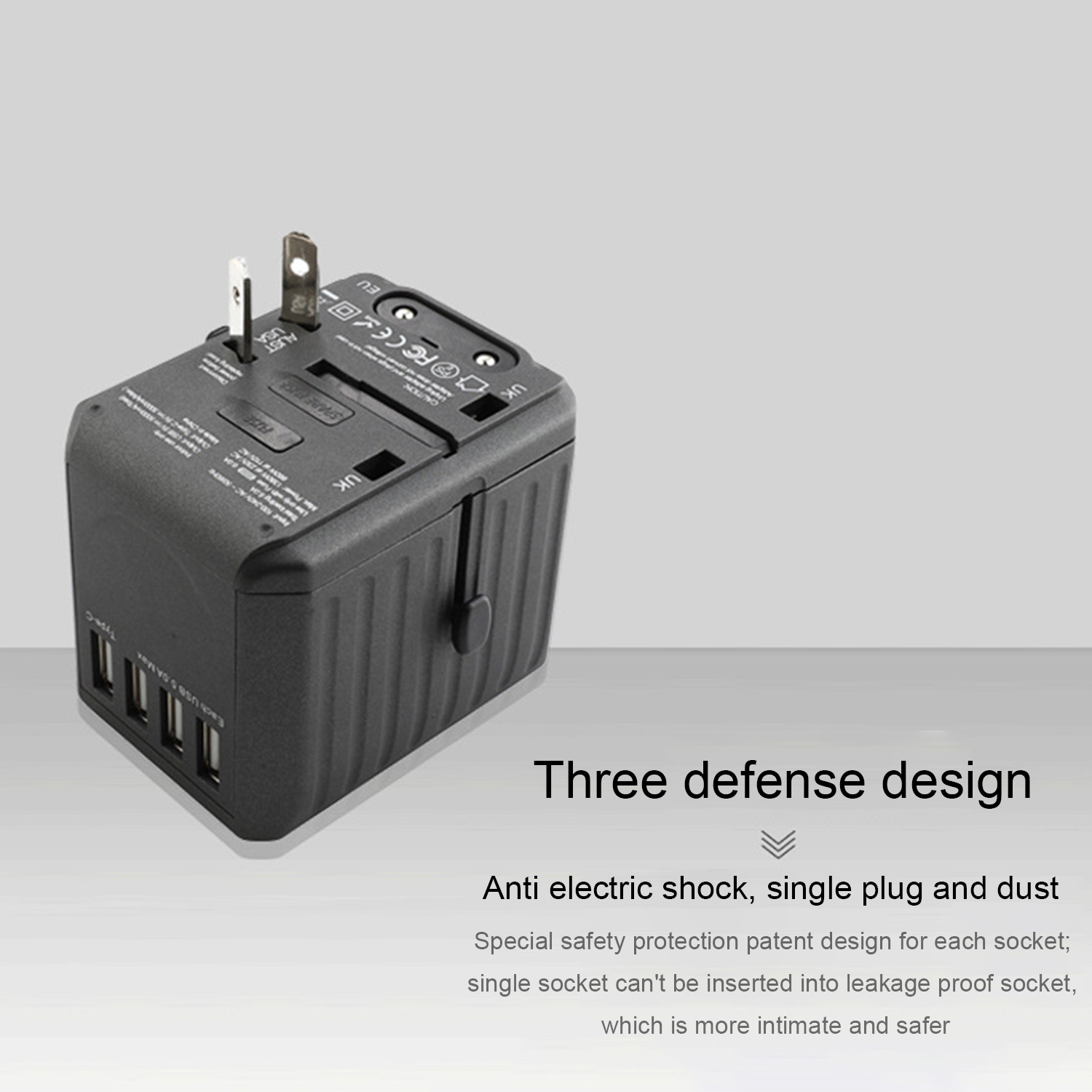 Bộ chuyển đổi du lịch đa năng Thiết kế an toàn cho bé 6A 3 USB