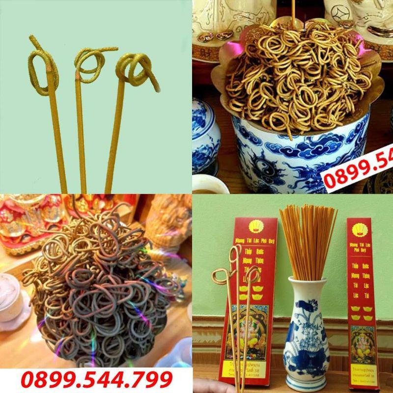 Nhang vàng tài lộc phú quý-màu vàng ánh kim-cuộn tròn đồng xu-không khói-ko chất bảo quản-hương dịu nhẹ hộp 100 nén