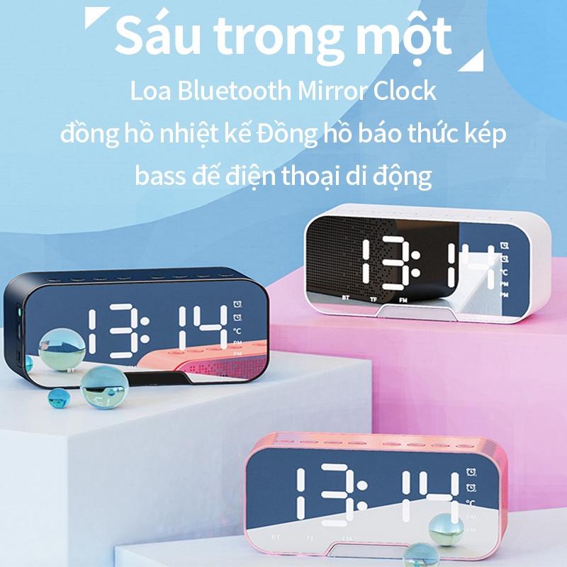 Loa bluetooth kiêm đồng hồ báo thức G10 Plus màn hình tráng đài fm radio gương hiển thị đèn led nghe-Giao hàng nhanh