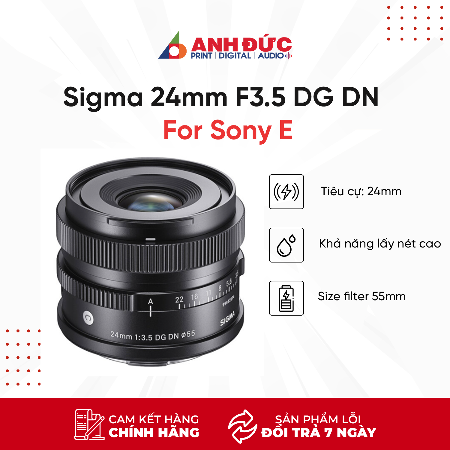 Ống Kính Sigma 24mm F3.5 DG DN Comtemporary For Sony E - Hàng Chính Hãng