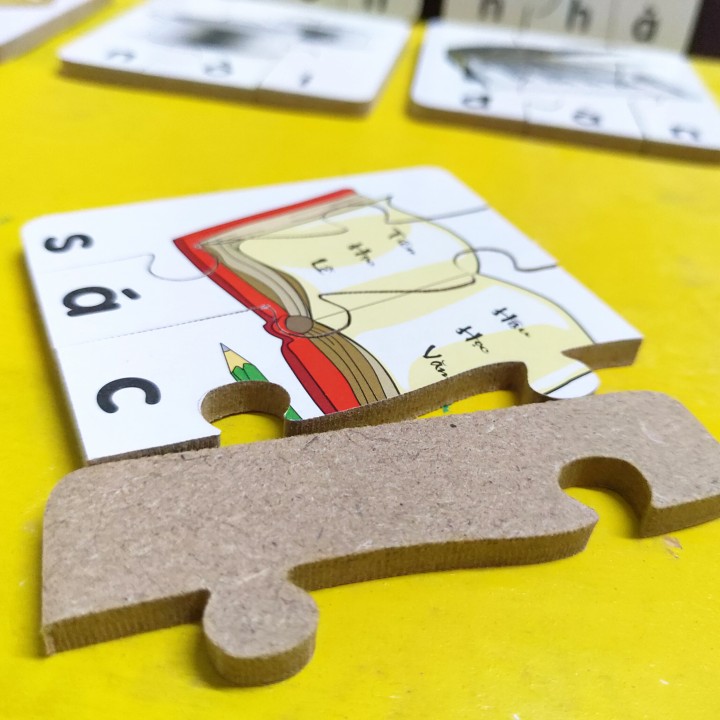 Xếp hình đơn giản cho bé 2 tuổi, ghép puzzle 3-4 mảnh, ghép hình học chữ Tiếng Việt