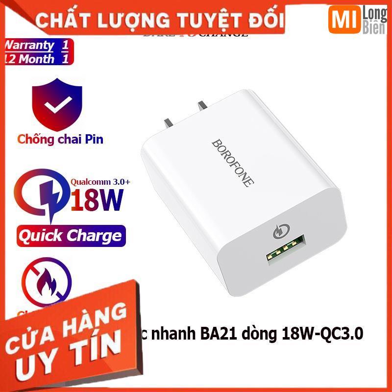 Củ sạc nhanh 18W - QC3.0 BOROFONE BA21 cổng USB - Chính hãng