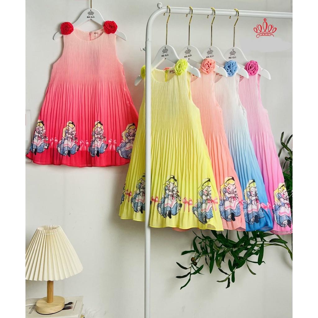 Đầm voan công chúa cho bé gái màu sắc cầu vồng mẫu mới nhất size 12-35kg hàng thiết kế cao cấp
