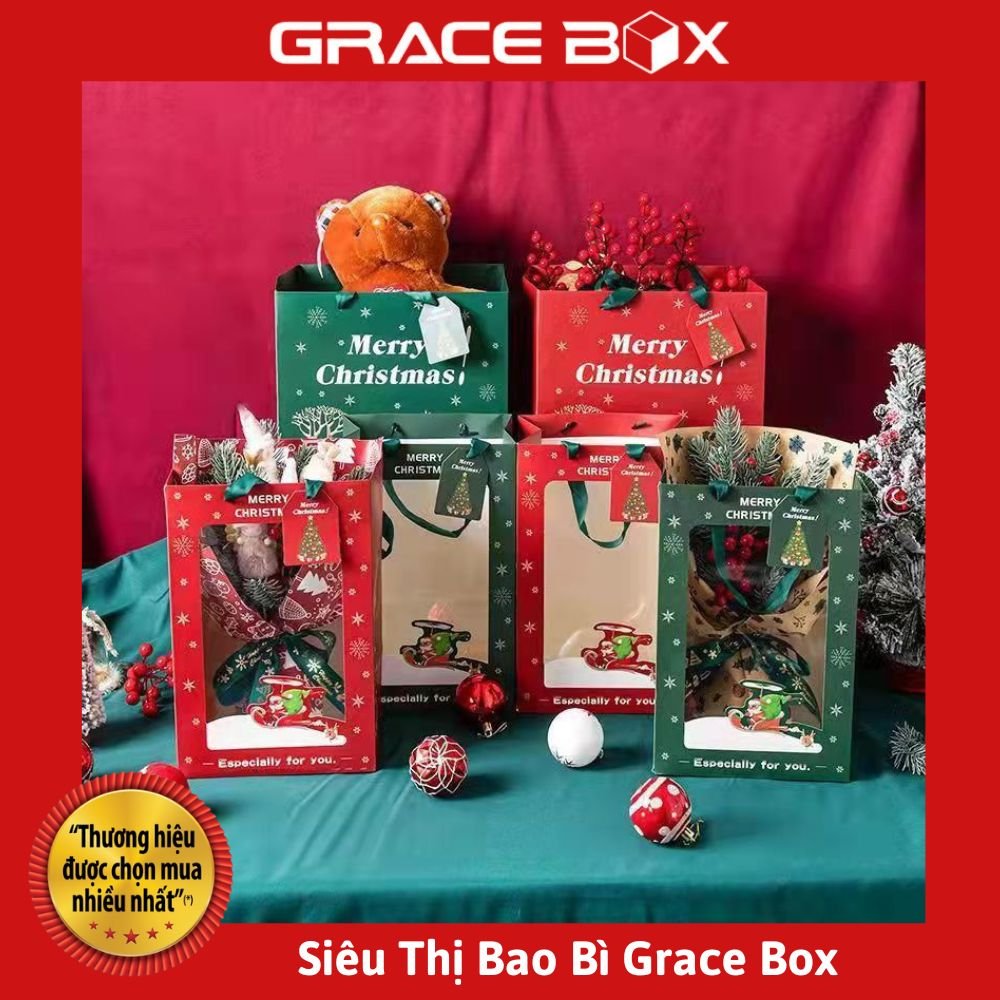 Túi Giấy Quà Tặng Giáng Sinh - Noel - Show Window Cao Cấp - Siêu Thị Bao Bì Grace Box