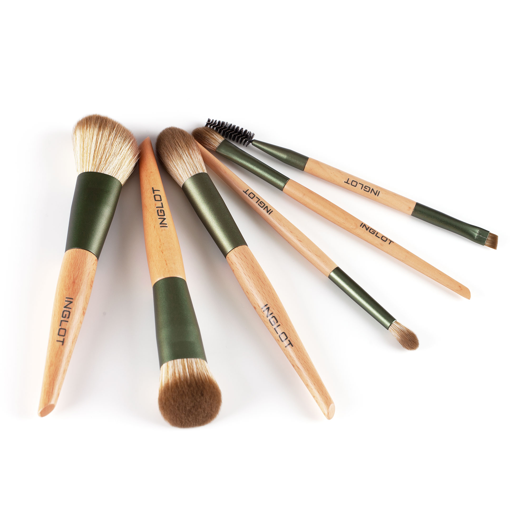 Bộ 6 Cọ trang điểm chuyên nghiệp kèm hộp đựng có nắp - xanh Green Tube Makeup INGLOT