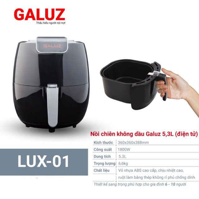 Nồi chiên không dầu điện tử cảm ứng Galuz LUX-01 (5,3 lít) nhập khẩu