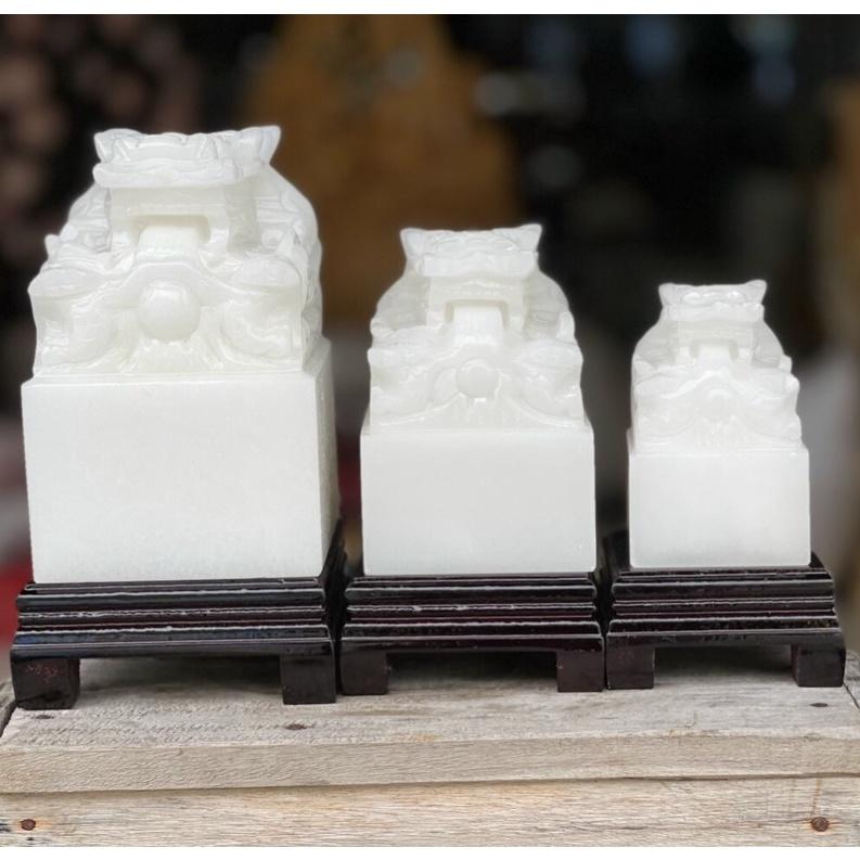 Ấn Rồng Bạch Ngọc , Ấn Rồng Phong Thủy Để Bàn - Cao 10cm & 12cm & 15cm