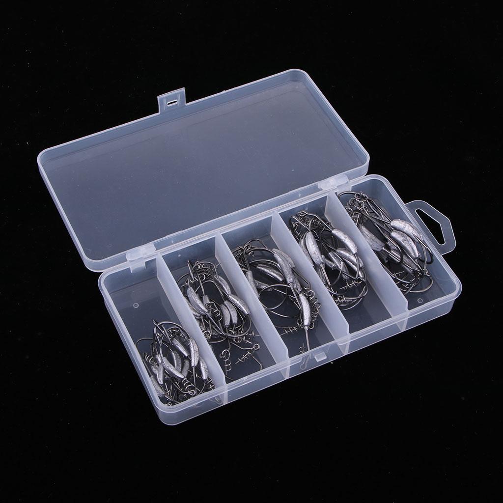 50pcs Weighted Superline Spring Hooks Jig Head Fishing Hook for Soft Lures