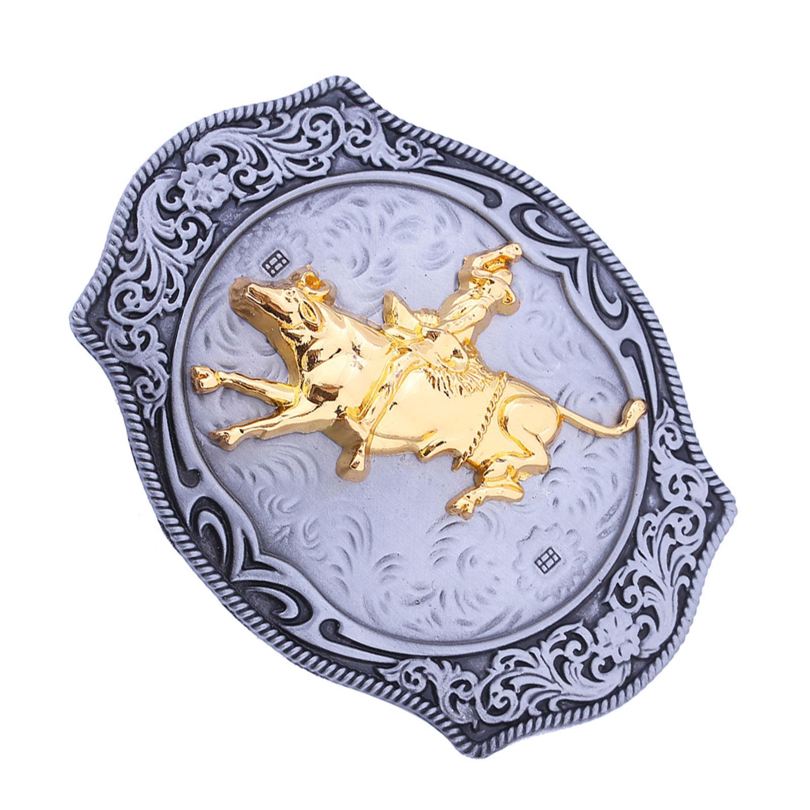 Western Cowboy Belt Buckle for Belts, Engraved Pattern Buckle, Alloy Durable Buckle