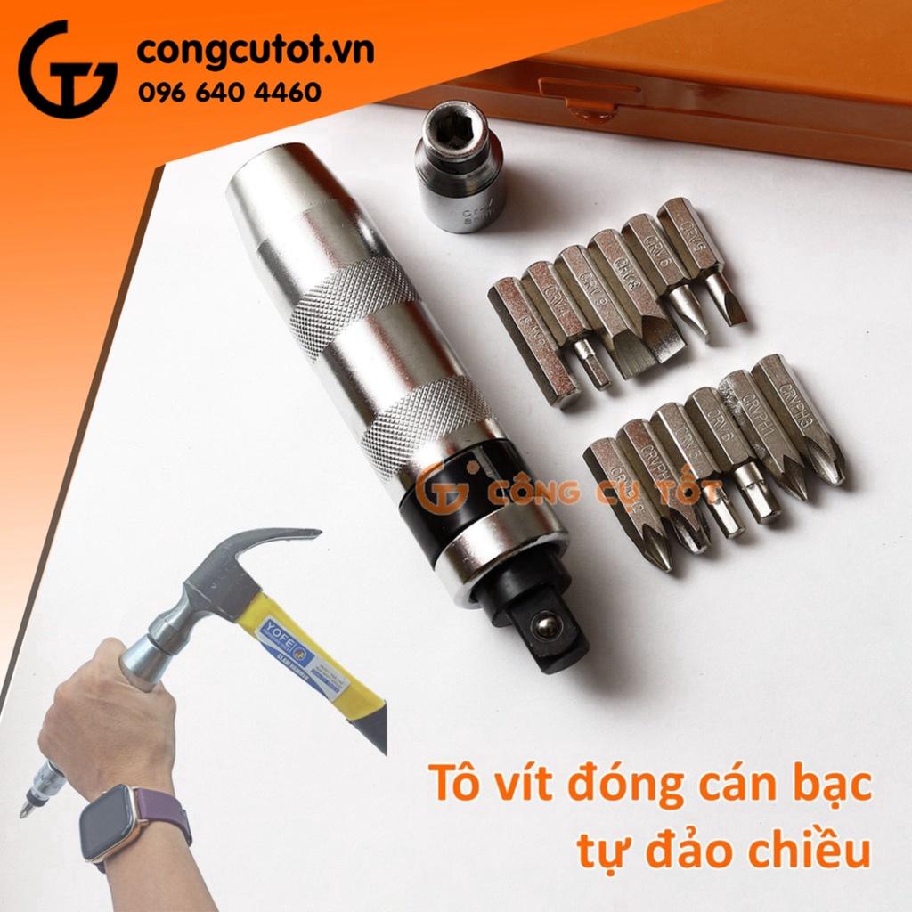 Bộ tô vít đóng tự động đảo chiều 13 chi tiết cán bạc