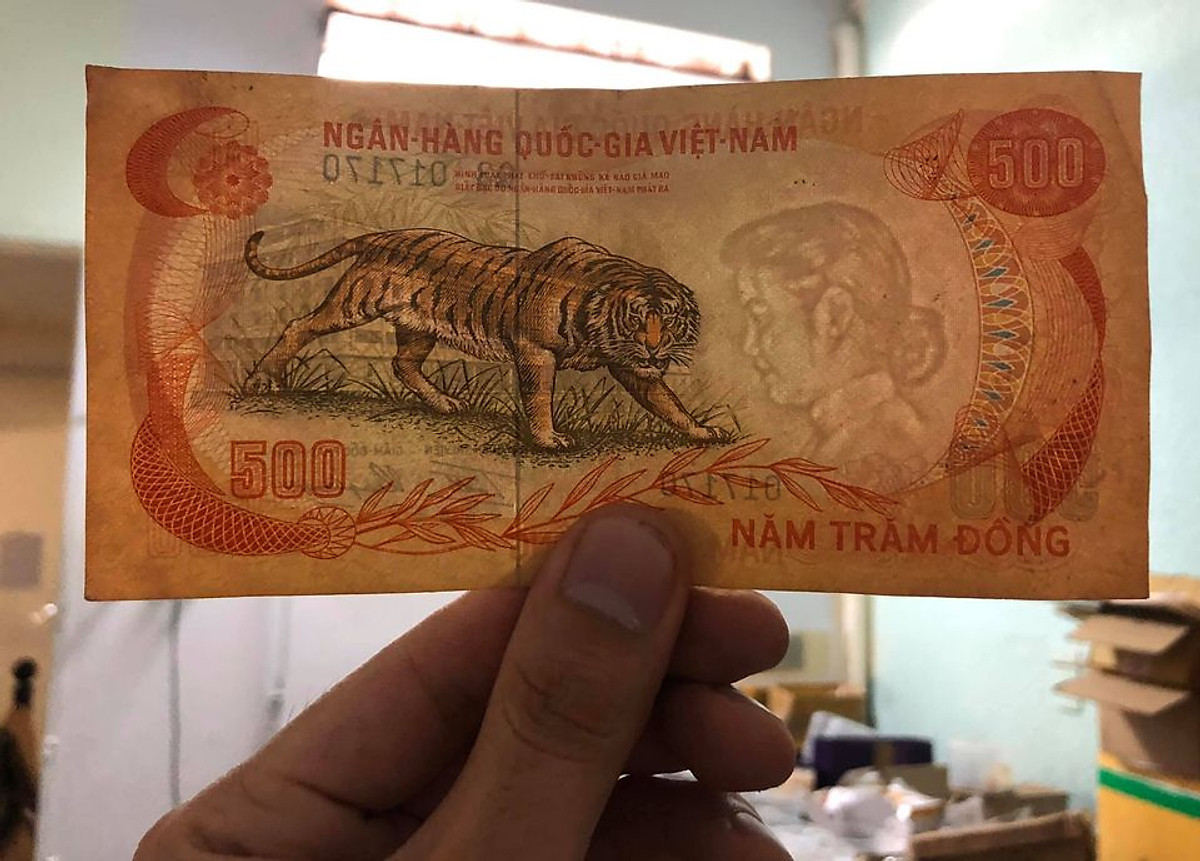 Tờ 500 đồng con Cọp 1972, đồng tiển cổ Thanh Thúy, bộ thú Miền Nam Việt Nam - Chất lượng như hình, Tiền xưa thật 100%