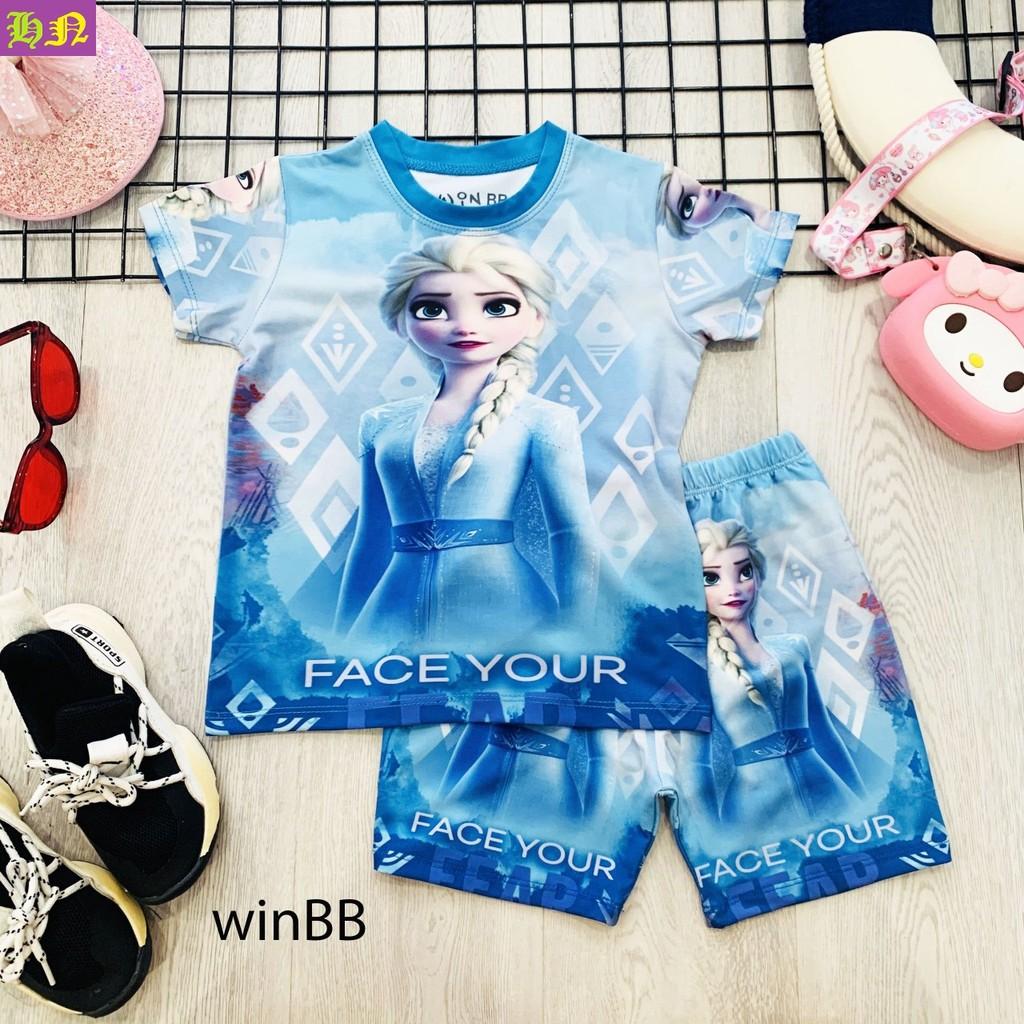 Đồ bộ bé gái hình Elsa & Anna - Đồ bộ mặt nhà từ 9-47kg - Vải thun lạnh - Giặt không vỡ hình - Hương Nhiên