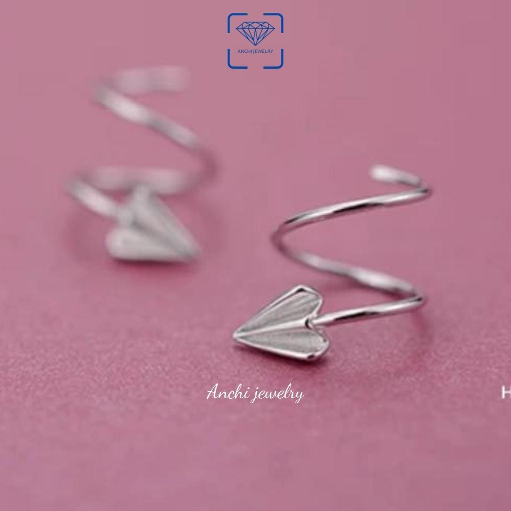 Bông tai, khuyên tai xoắn ốc ôm vành tai cho nam nữ cool ngầu cá tính bạc thật không đen, trang sức Anchi jewelry